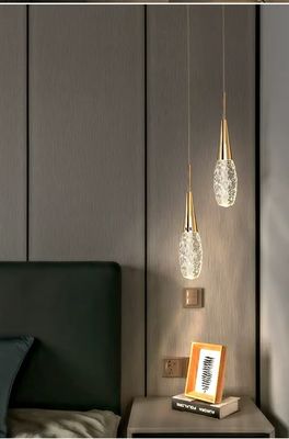 46 Long Pole Water Droplets Crystal Staircase Light Luxury Long Chandelier Simple Nordic Long Chandelier Villa Living Room Hollow Rotating Creative Double Net Red Restaurant Chandelier