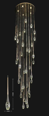 46 Long Pole Water Droplets Crystal Staircase Light Luxury Long Chandelier Simple Nordic Long Chandelier Villa Living Room Hollow Rotating Creative Double Net Red Restaurant Chandelier