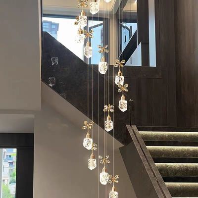 Snow Mountain Flower Shape Stair Lights For Loft Ceiling Staircase Branch Chandelier Lighting LED Pendant Lights Chandeliers