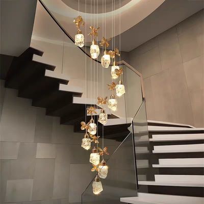 Snow Mountain Flower Shape Stair Lights For Loft Ceiling Staircase Branch Chandelier Lighting LED Pendant Lights Chandeliers