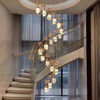 Snow Mountain Flower Shape Stair Lights For Loft Ceiling Staircase Branch Chandelier Lighting LED Pendant Lights Chandeliers