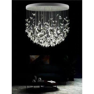 Nordic Creative White Ceramic Butterfly Living Room Chandelier Simple Modern Dining Room Stairs Bedroom Villa Ceramic Lamps