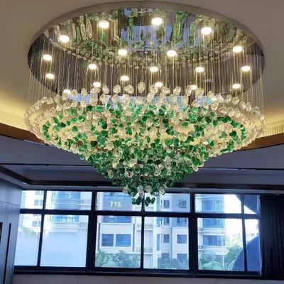 Custom Modern Hotel Lobby Villa Green Stone Art Chandelier LED Luxury Lighting