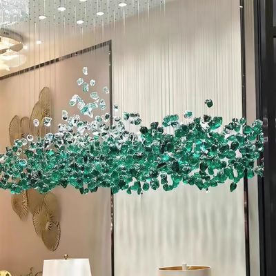 Custom Modern Hotel Lobby Villa Green Stone Art Chandelier LED Luxury Lighting