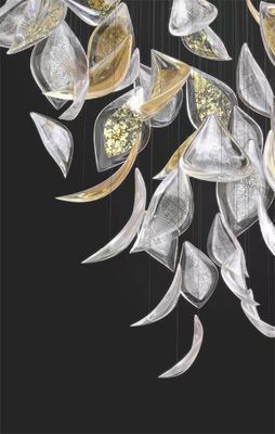 Customized Hotel Lobby Crystal Chandelier Modern Luxury Decorative Large Glass Leaf Led Pendent Light