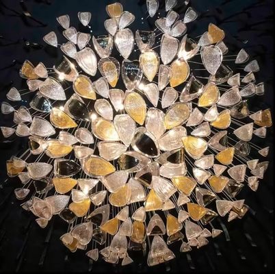 Customized Hotel Lobby Crystal Chandelier Modern Luxury Decorative Large Glass Leaf Led Pendent Light