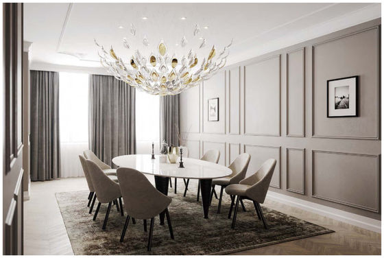 Customized Hotel Lobby Crystal Chandelier Modern Luxury Decorative Large Glass Leaf Led Pendent Light