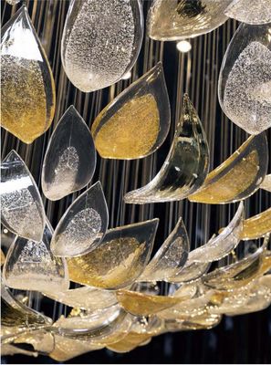 Customized Hotel Lobby Crystal Chandelier Modern Luxury Decorative Large Glass Leaf Led Pendent Light