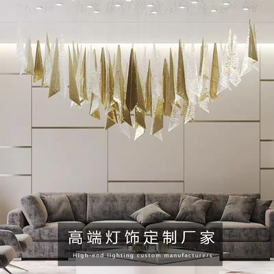 Modern Triangle Chandelier Gold White Transparent Glass Chandelier Light Luxury Large Chandelier Non-standard Custom Lamp
