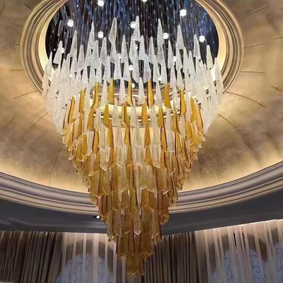 Modern Triangle Chandelier Gold White Transparent Glass Chandelier Light Luxury Large Chandelier Non-standard Custom Lamp