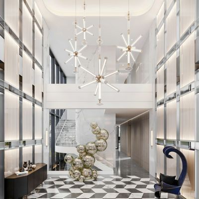 Custom Large LED Chandelier Lamp Vintage Style Iron Metal Pendants Glass Residential Hotel Lobby Decor Hanging Installation Bulb