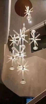 Custom Large LED Chandelier Lamp Vintage Style Iron Metal Pendants Glass Residential Hotel Lobby Decor Hanging Installation Bulb