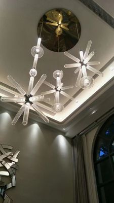 Custom Large LED Chandelier Lamp Vintage Style Iron Metal Pendants Glass Residential Hotel Lobby Decor Hanging Installation Bulb