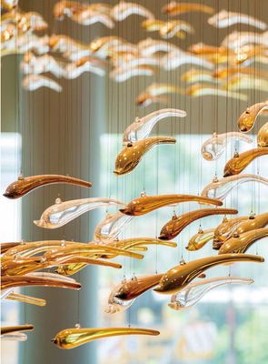Custom Fish Shaped Decoration Sales Department Sand Table Chandeling Creative Modeling Shopping Mall Restaurant Hot Pot Restaurant Non-standard Engineering Lamps