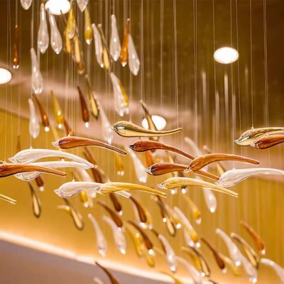 Custom Fish Shaped Decoration Sales Department Sand Table Chandeling Creative Modeling Shopping Mall Restaurant Hot Pot Restaurant Non-standard Engineering Lamps