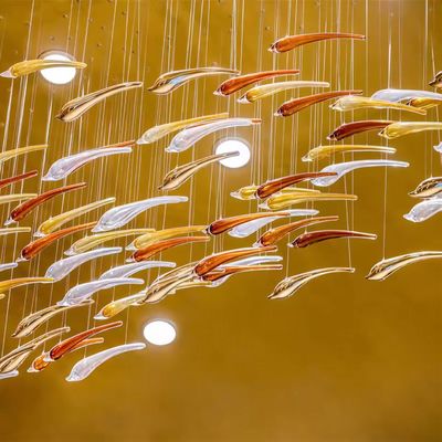 Custom Fish Shaped Decoration Sales Department Sand Table Chandeling Creative Modeling Shopping Mall Restaurant Hot Pot Restaurant Non-standard Engineering Lamps