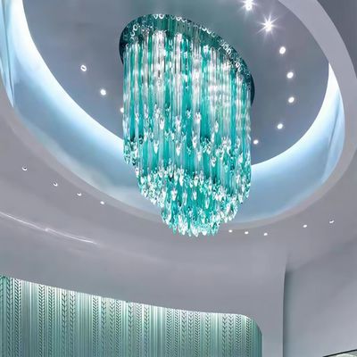 Jewelry Store Ceiling  Blue Green Icefall Handmade Blown Icicles Custom Stalagite Chandelier Hotel Lobby Villa Chandelier Engineering Lamps Non-standard Custom