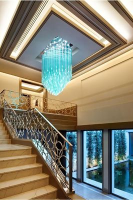 Jewelry Store Ceiling  Blue Green Icefall Handmade Blown Icicles Custom Stalagite Chandelier Hotel Lobby Villa Chandelier Engineering Lamps Non-standard Custom