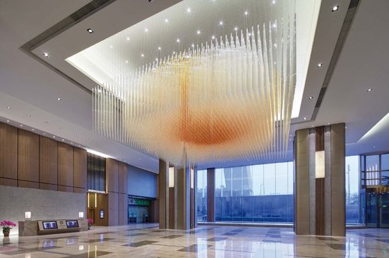 Large Non Standard Engineering Custom Mall Lobby Water Sales Department Club Villa Crystal Strip Chandeliers