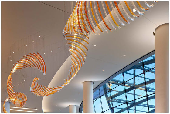 Custom Big Large Hotel Lobby Banquet Hall Murano Glass Pendant Light Modern Luxury Chandeliers For Wedding Hall Decorations