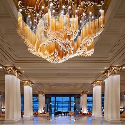 Custom Big Large Hotel Lobby Banquet Hall Murano Glass Pendant Light Modern Luxury Chandeliers For Wedding Hall Decorations