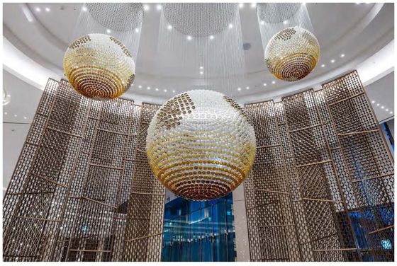 Custom Hotel Lobby Shopping Mall Gallery Creative Art Globe Design Bronze Luxury Modern Glass Globe Chandelier