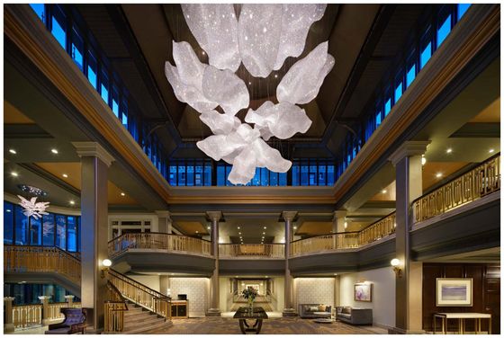 Contemporary Crystal Customized Design Lotus Flower Large Chandelier Pendant Light For Hotel Lobby