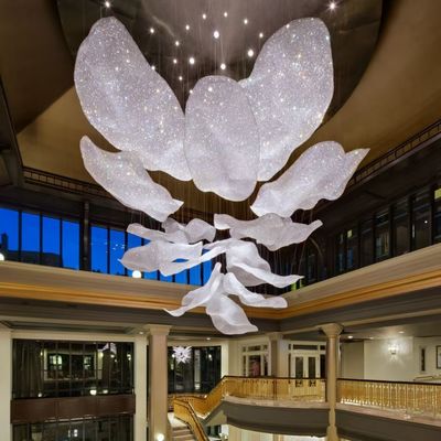 Contemporary Crystal Customized Design Lotus Flower Large Chandelier Pendant Light For Hotel Lobby