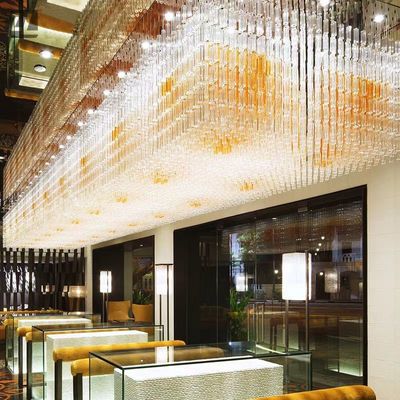 Large Non Standard Engineering Custom Mall Lobby Water Sales Department Club Villa Crystal Strip Chandeliers