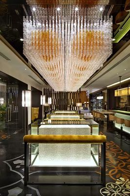 Custom engineering lamp banquet hall rectangular crystal lamp chandel Sales department sand table lamps hotel lobby lighting