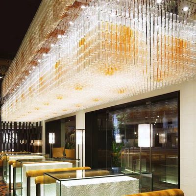 Custom engineering lamp banquet hall rectangular crystal lamp chandel Sales department sand table lamps hotel lobby lighting
