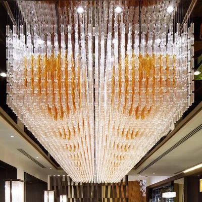 Custom engineering lamp banquet hall rectangular crystal lamp chandel Sales department sand table lamps hotel lobby lighting