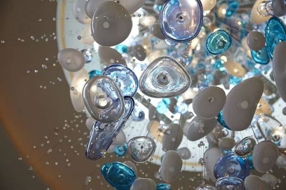 Custom Non-Standard Cobblestone Glass Chandelier Hotel Lobby Sand Table Shape Atmoseric Lamp Sales Chandeliers Pendant Lights