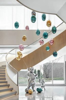 Custom Non-Standard Cobblestone Glass Chandelier Hotel Lobby Sand Table Shape Atmoseric Lamp Sales Chandeliers Pendant Lights