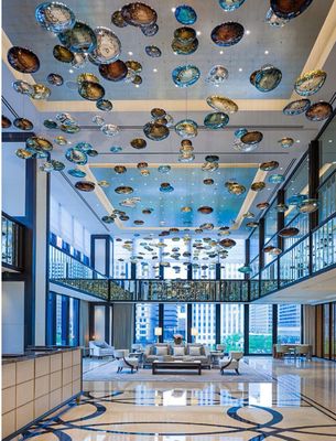 Custom Non-Standard Cobblestone Glass Chandelier Hotel Lobby Sand Table Shape Atmoseric Lamp Sales Chandeliers Pendant Lights