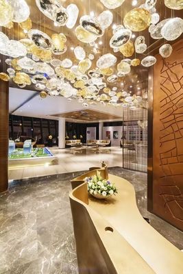 Custom Non-Standard Cobblestone Glass Chandelier Hotel Lobby Sand Table Shape Atmoseric Lamp Sales Chandeliers Pendant Lights