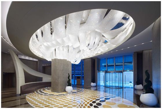 Custom Project Ceiling Chandelier Stainless Steel Ribbon Large Club Hall Center Decoration Chandelier Engineering Lamp