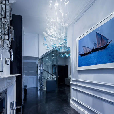 Customized Hotel Lobby Sales Department Banquet Hall Glass Chandelier In Creative Twist Leaf Shape For Villa Duplex Front Desk Project