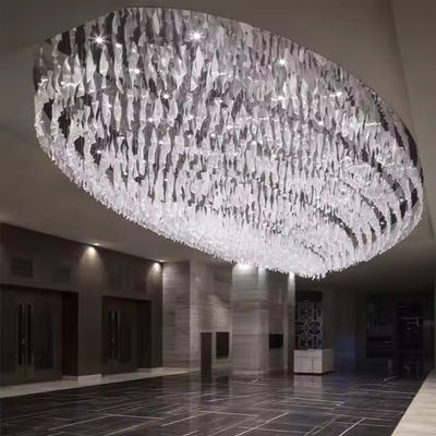 Custom Modern Leaf Glass Pendant Lights Villa Hotel Lobby Project Texture Twisted Clear Art Glass Chandeliers