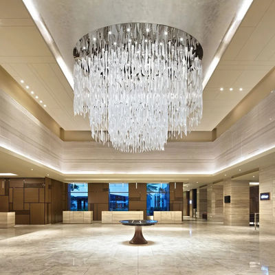Custom Modern Leaf Glass Pendant Lights Villa Hotel Lobby Project Texture Twisted Clear Art Glass Chandeliers