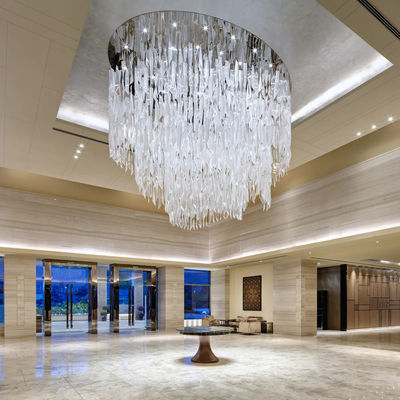Custom Modern Leaf Glass Pendant Lights Villa Hotel Lobby Project Texture Twisted Clear Art Glass Chandeliers