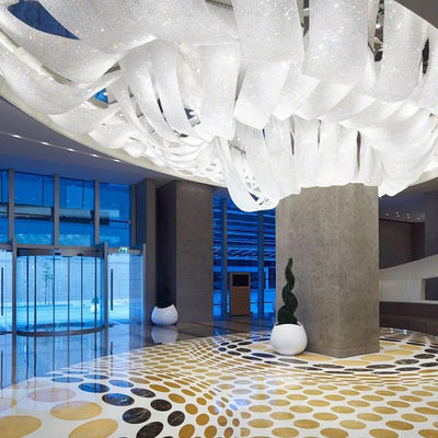 Project Installation Lighting Solutions 5000K Color Temperature Art Streamer Chandelier For Hotel Lobby Banquet Hall