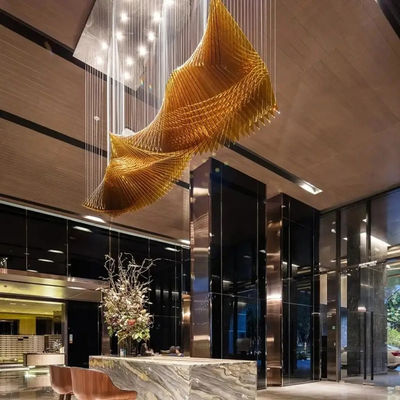 Non-standard Project Sandpan Lobby Light LED Chandelier For Luxury Tea Acrylic Lighting At Chandelier Hotel Sales Department