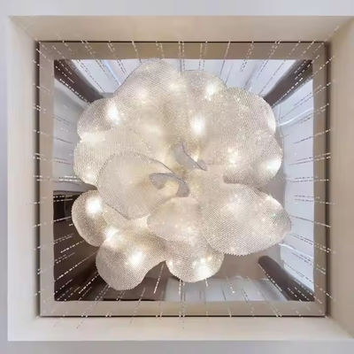 Hotel Villa Shopping Mall Duplex Building Living Room Lamp Switch Control Sand Table Crystal Beads Cloth Hall Chandelier