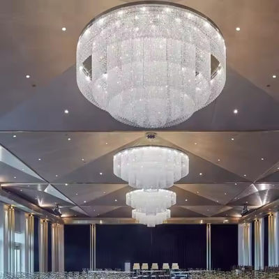 Large Circle Design Custom Chandelier With Cold White Emitting Color And Glass/Crystal/Acrylic/Stainless Steel Material