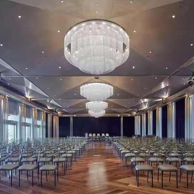 Large Circle Design Custom Chandelier With Cold White Emitting Color And Glass/Crystal/Acrylic/Stainless Steel Material
