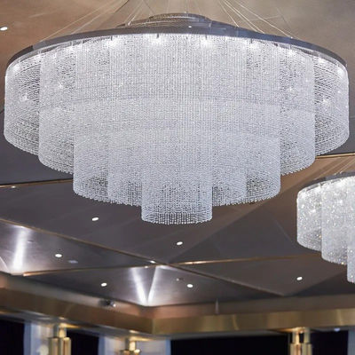 Large Circle Design Custom Chandelier With Cold White Emitting Color And Glass/Crystal/Acrylic/Stainless Steel Material