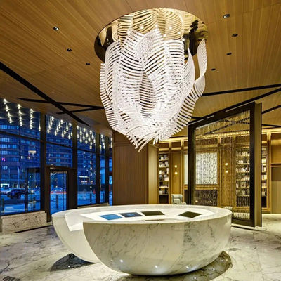 Creative Crystal Light Custom Modern Luxury White Art Ceiling Chandelier For Hotel Lobby With Special Shape And Wide Voltage Range