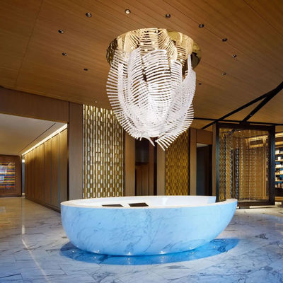 Creative Crystal Light Custom Modern Luxury White Art Ceiling Chandelier For Hotel Lobby With Special Shape And Wide Voltage Range
