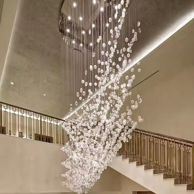 Customized Hotel Lobby Villa Staircase Decoration Modern Ceiling Large Crystal Glass Suspended Chandelier